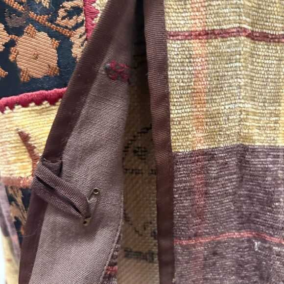 Vintage Allure Chenille Fringe Jacket Patchwork Applique Bohemian Size Medium - Picture 3 of 6